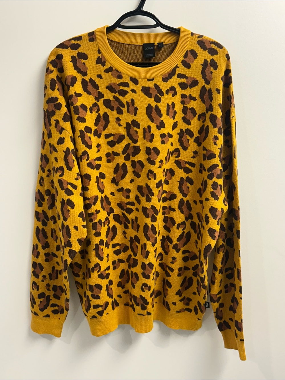 Simons Men’s Yellow Leopard Print Crewneck Sweater